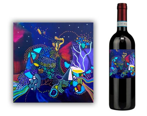 Bottiglia vino Abissi etichetta d'artista Philippe Abril